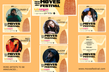 An image showing a number of artists who will play at the MOVES Fesft